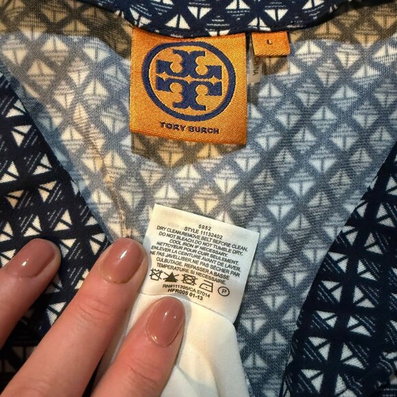 Tory Burch Geometric Sleeveless Dress – Navy/White_Fits S – Fully - Picture 15 of 16